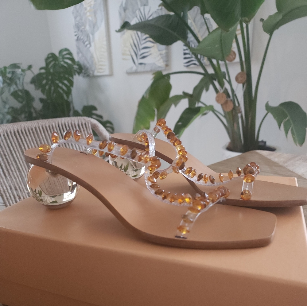 Cult Gaia Clio Heel Clear Sandals EU 40, US 10